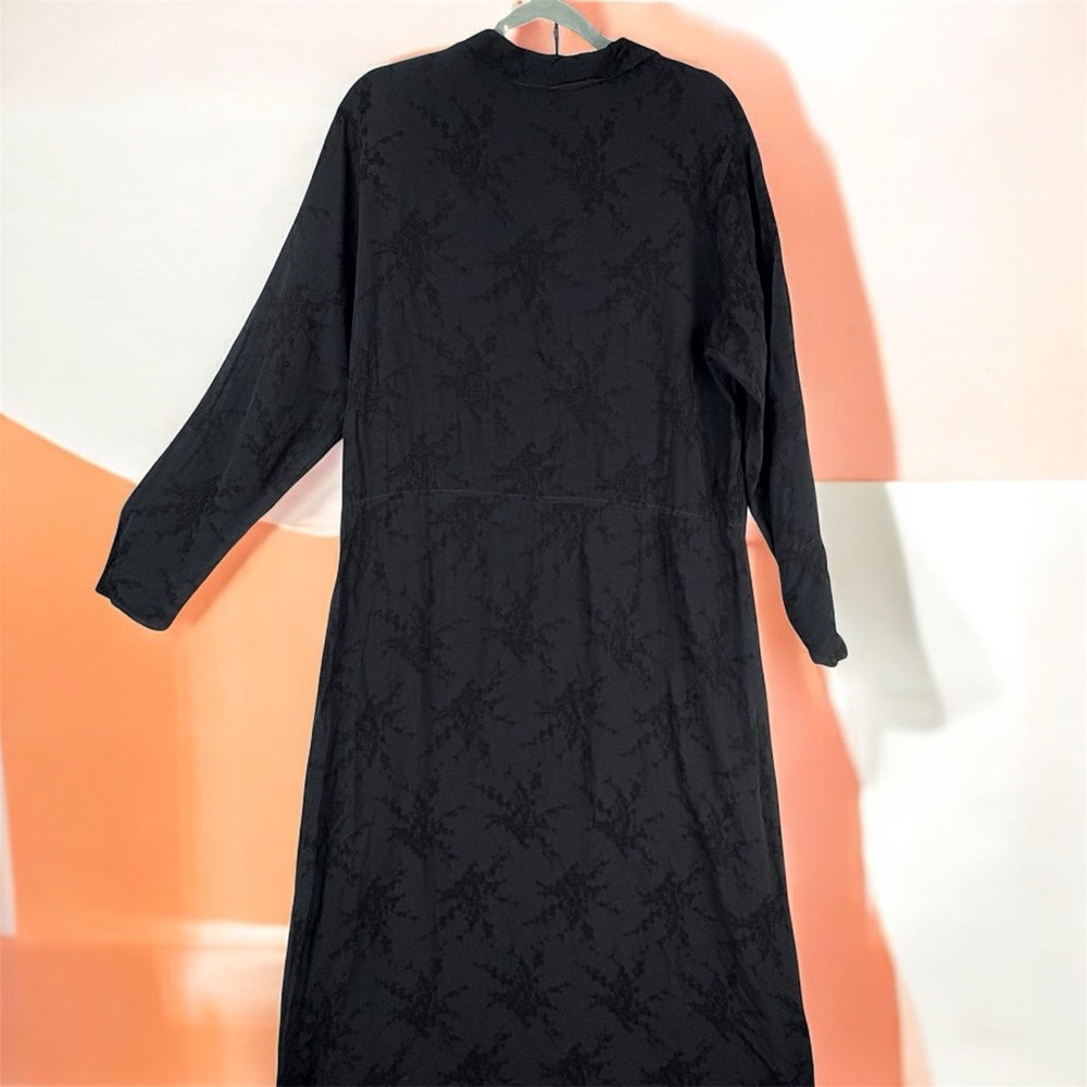 VTG CP Shades Black Embroidered Long Sleeve Sheath Dress Sz M Half Button 90s - Picture 3 of 10